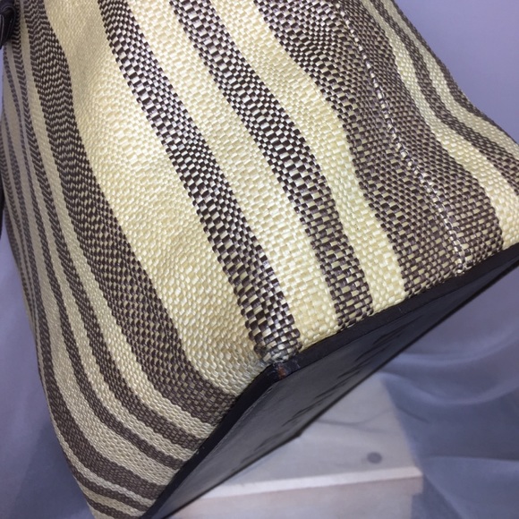 Cole Haan Striped Leather Straw Large Tote - Picture 11 of 14